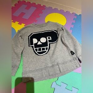 Nununu Gray Sweatshirt with Skull Graphic